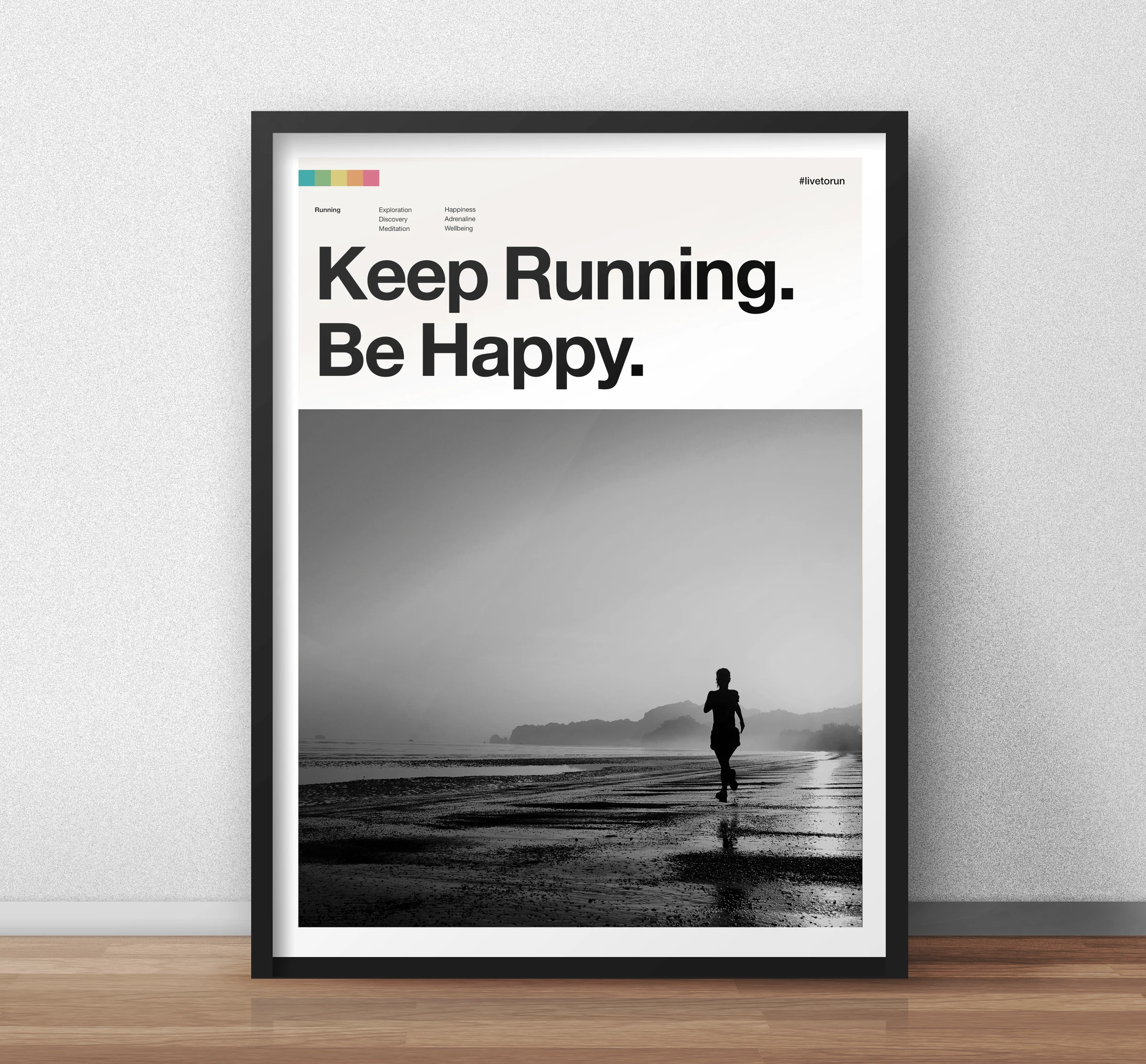 Keep Running Be Happy - Art Print for Runners - Image 3