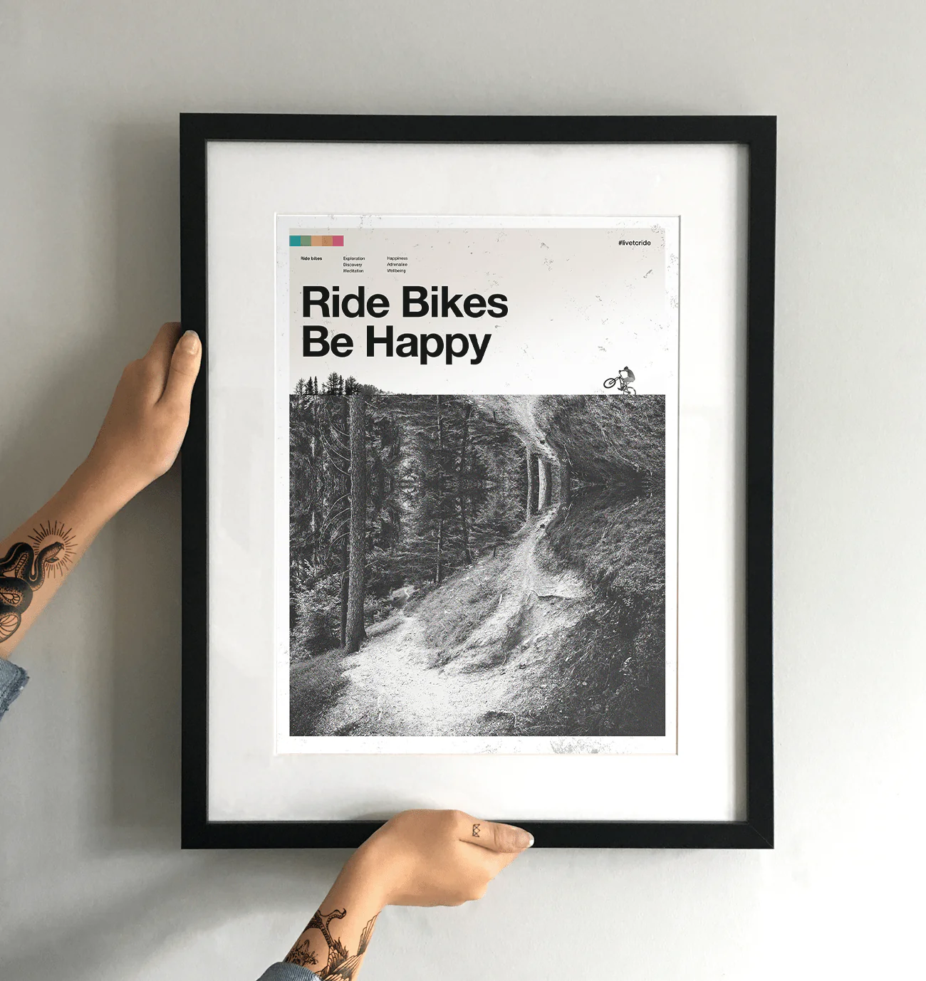 Ride Bikes Be Happy Art Print - Image 3