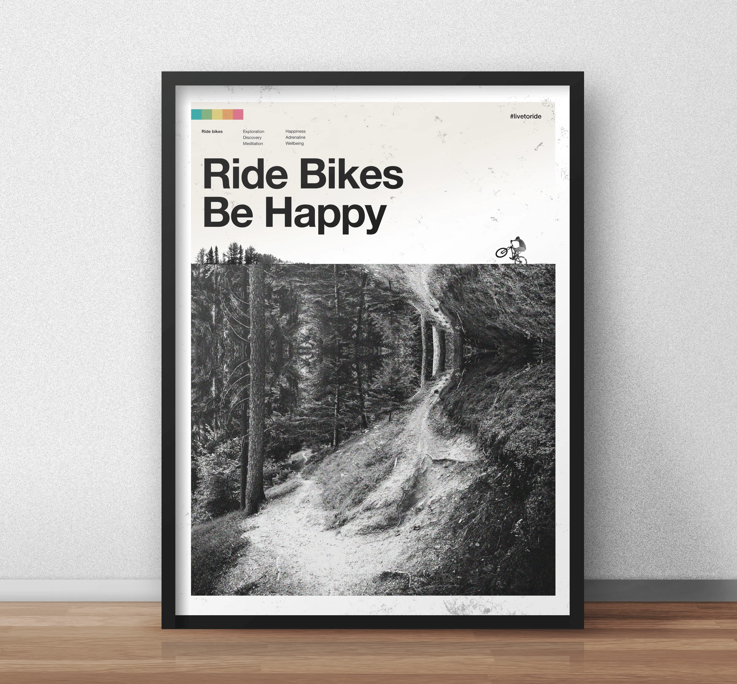 Ride Bikes Be Happy Art Print - Image 9