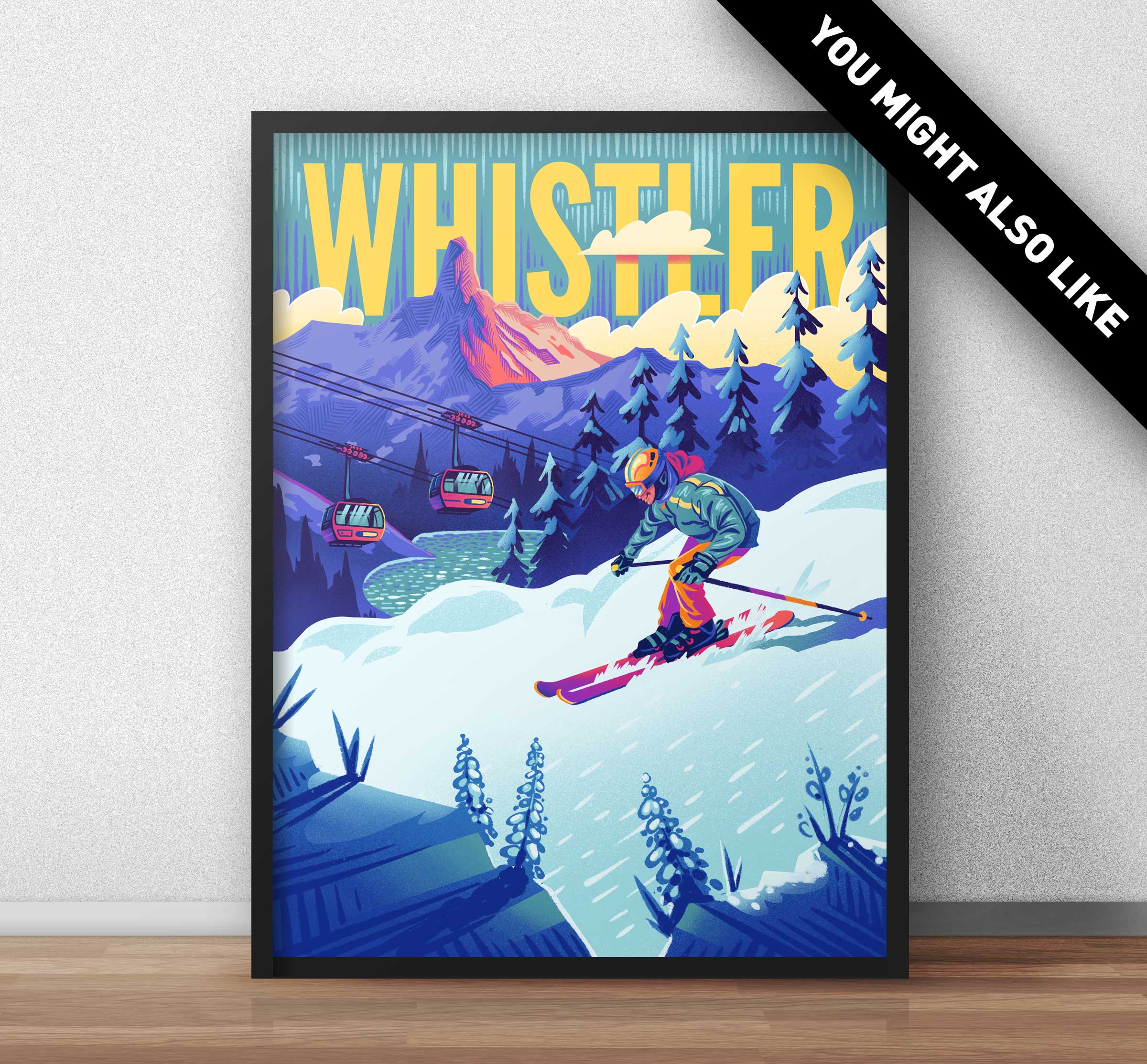 Whistler Snowboarder Travel Art Print - Image 5